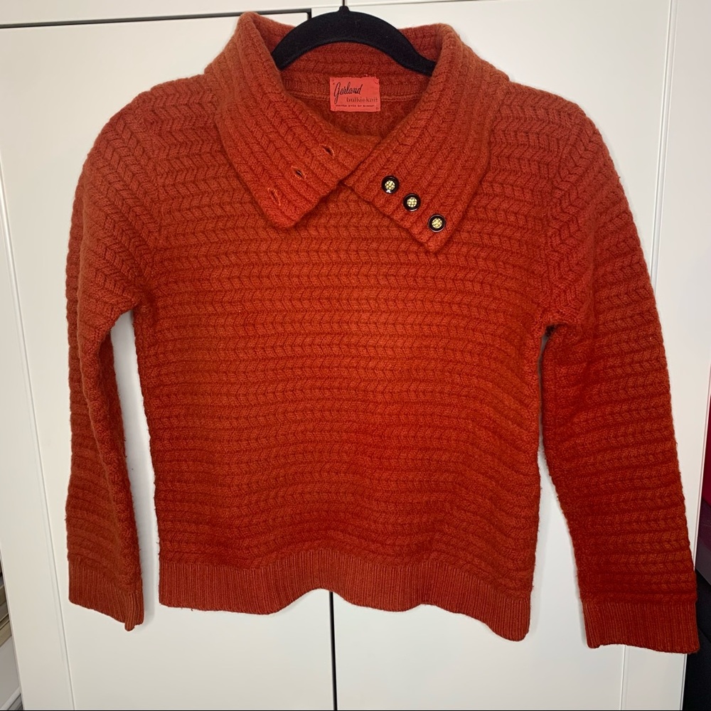Vintage Garland Bulkie Knit Button-Neck Sweater
